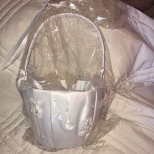 flower girl/ first communion pure white basket